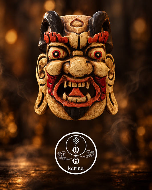 Maschera Tibetano in Legno Dipinto a Mano