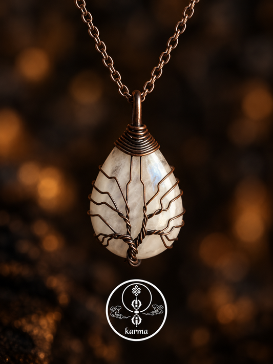 Collana con Pietra di Luna e Albero della Vita
Intuizione, armonia e nuovi inizi.