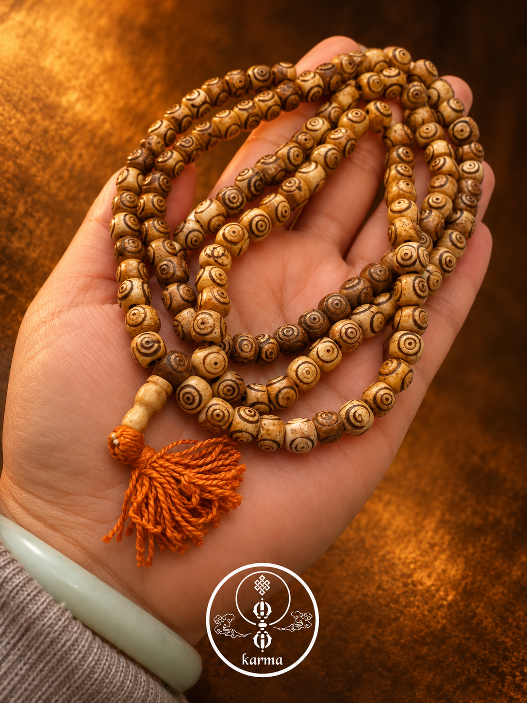 Mala in Osso di Yak con Occhi del Buddha – Simbolo di Saggezza e Consapevolezza