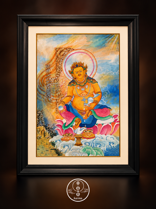 Thangka di Zambala Dipinto a Olio, Realizzato a Mano in Nepal -Un Capolavoro di Arte e Spiritualità