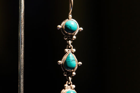 Turchese Grezzo dell’Himalaya — Orecchini in Argento