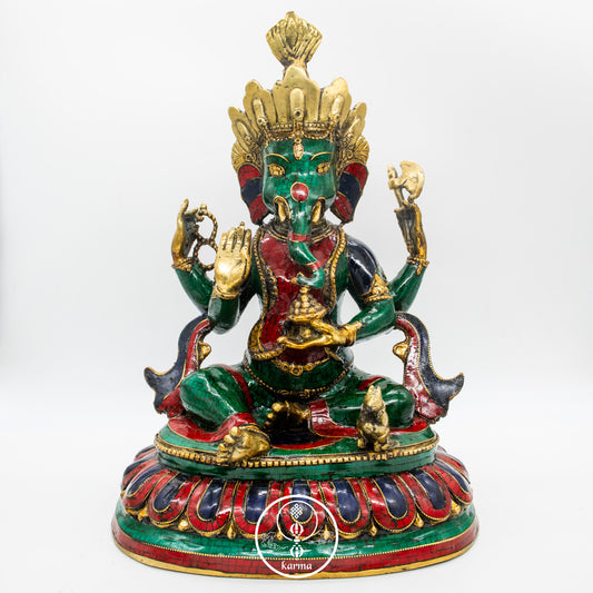 Ganesh bronzo placcato in turchese