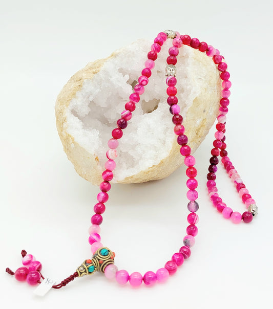 Mala quarzo con la testa di Buddha