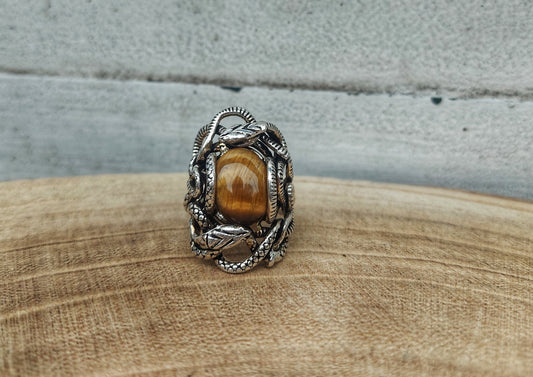 Anello serpente occhio di tigre