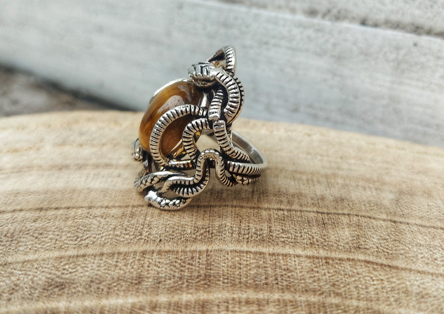 Anello serpente occhio di tigre