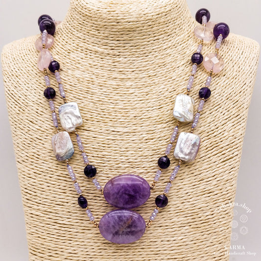 Collana Ametista e Madre Perla