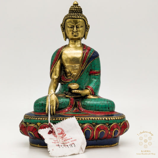 Statua di Buddha Shkayamuni Placcato in turchese