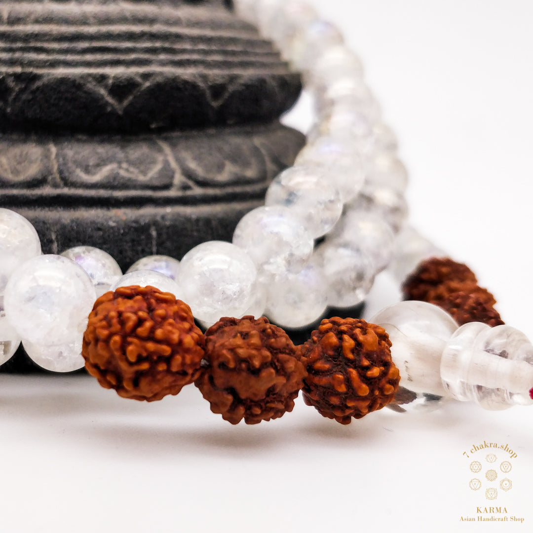 Mala di cristallo e rudraksha