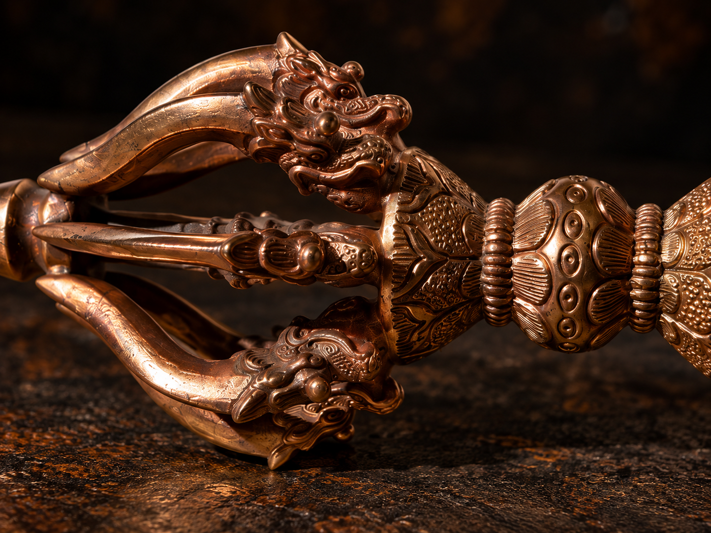 Vajra Buddhista (Dorje) a Otto Corone in Rame – Simbolo di Saggezza e Illuminazione