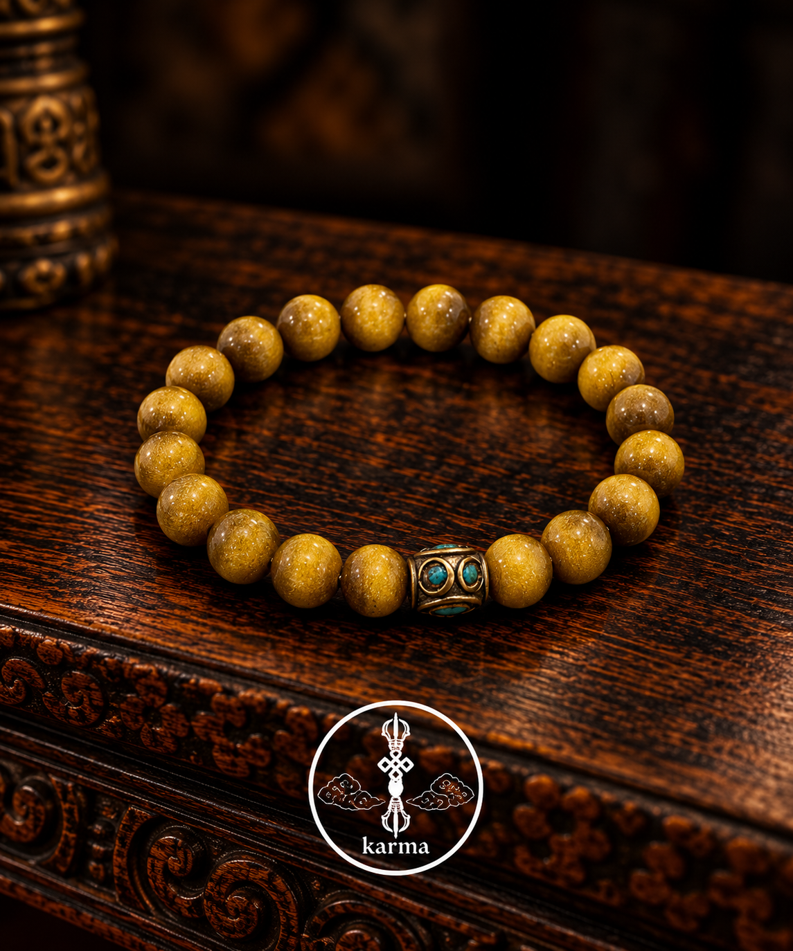 Bracciale in Occhio di Tigre Dorato con Pendaglio Dipinto
