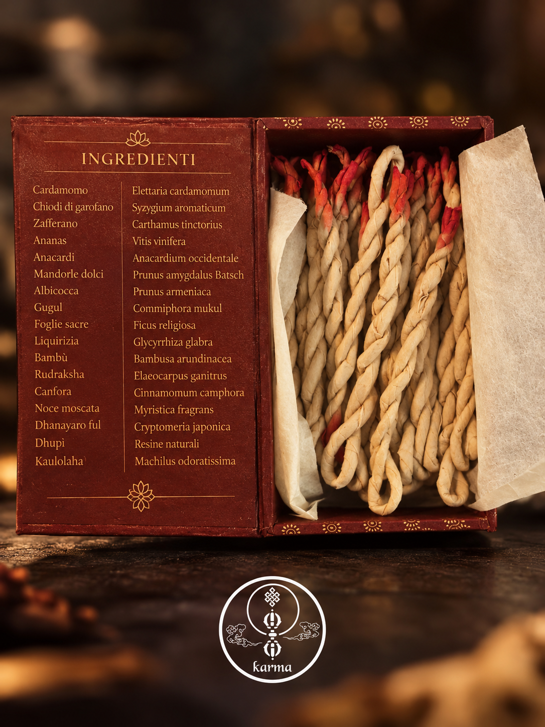 Incenso Tradizionale Tibetano in corda  – 30 Rotolini Artigianali con Bruciatore in Terracotta