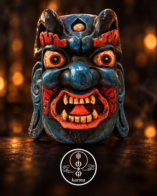 Maschera Tibetano in Legno Dipinto a Mano