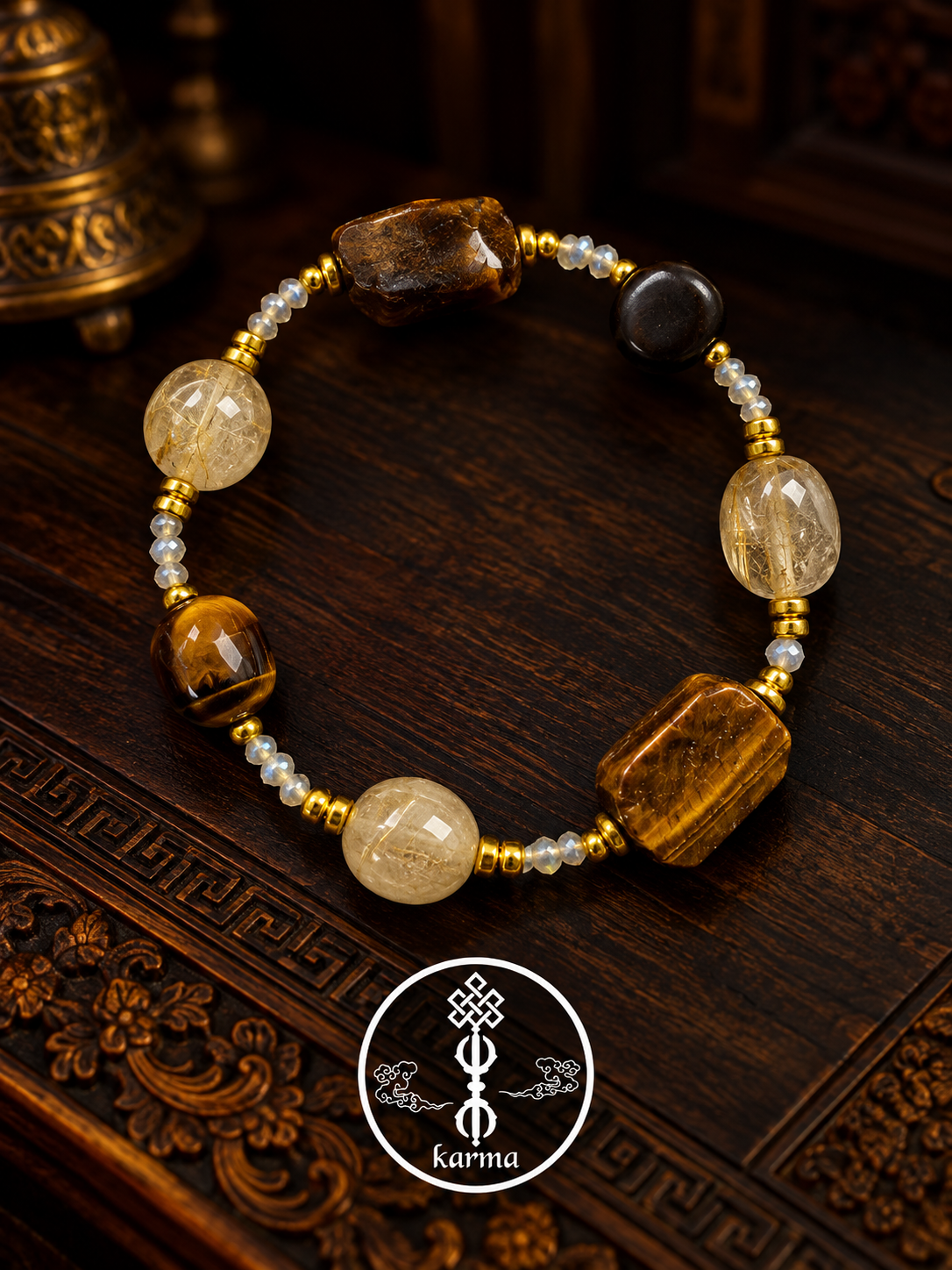 Bracciale in Occhio di Tigre e Pietre Naturali Miste