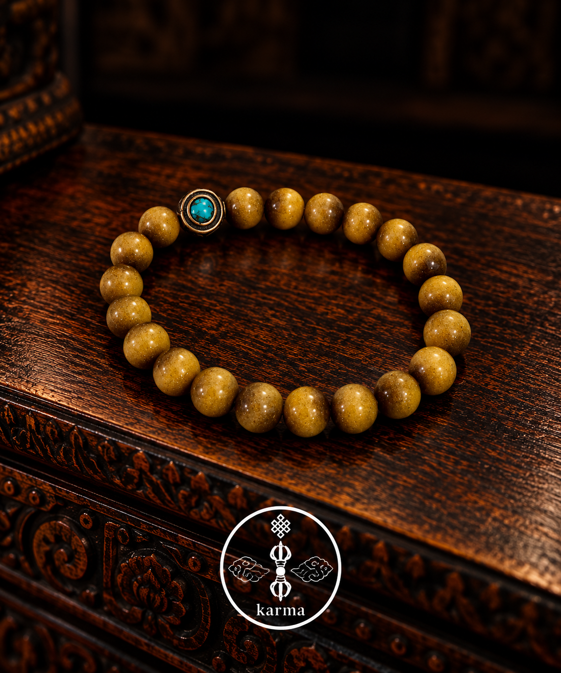 Bracciale in Occhio di Tigre Dorato con Pendaglio Dipinto