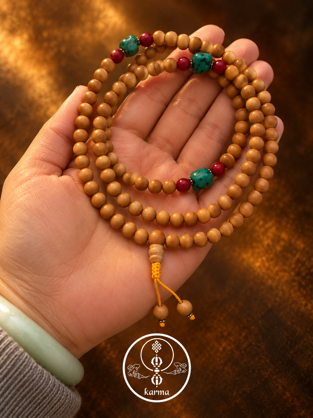 Rosario Tibetano in Legno – 108 Perle