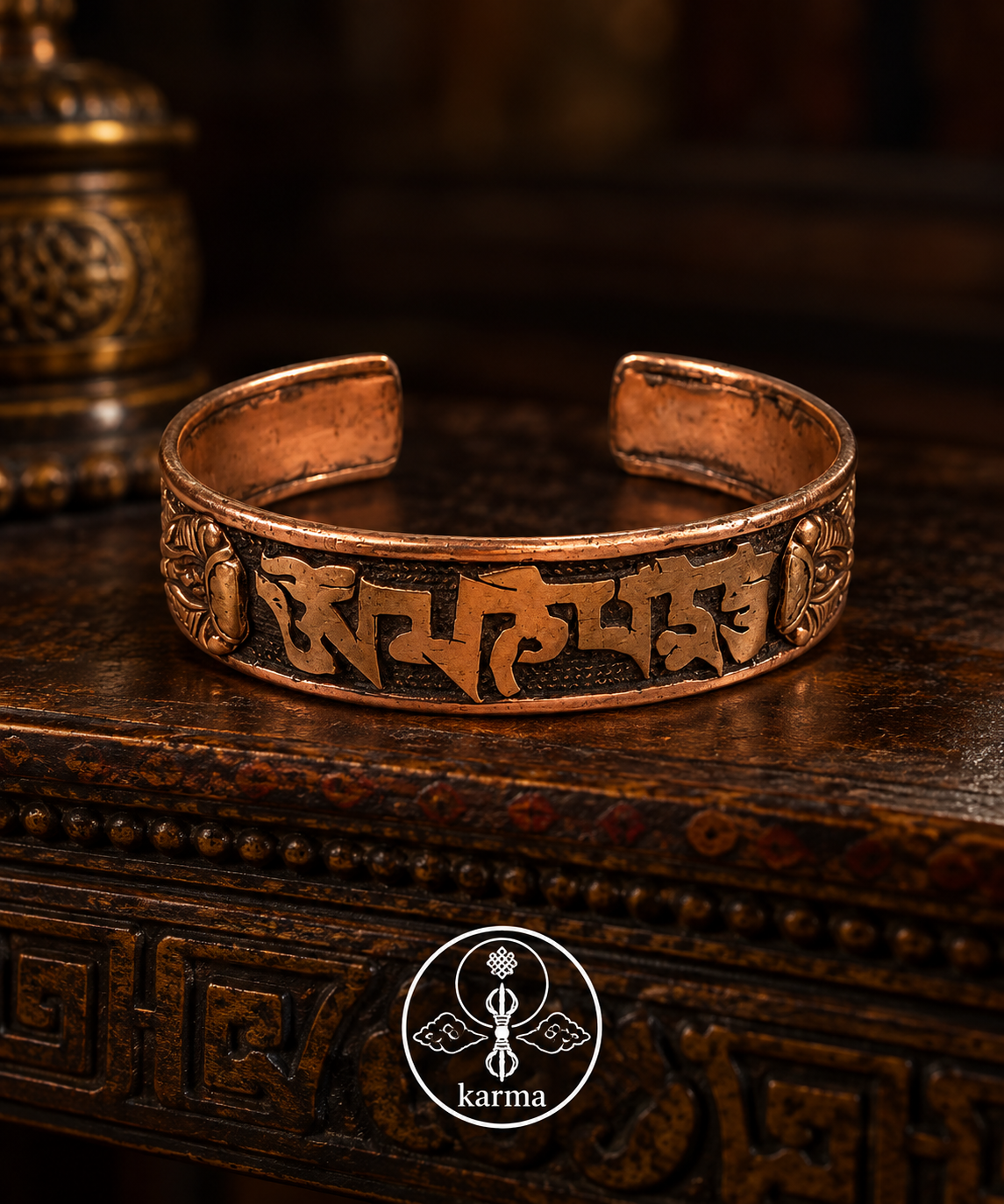 Bracciale in Rame con Mantra Om Mani Padme Hum