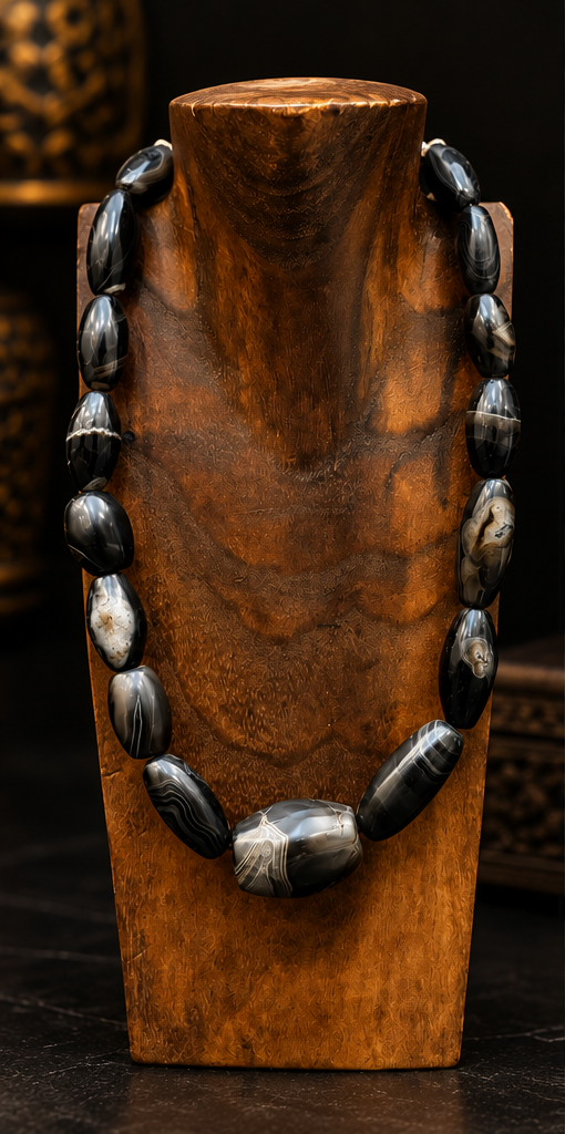 Collana Tibetana in Agata naturale