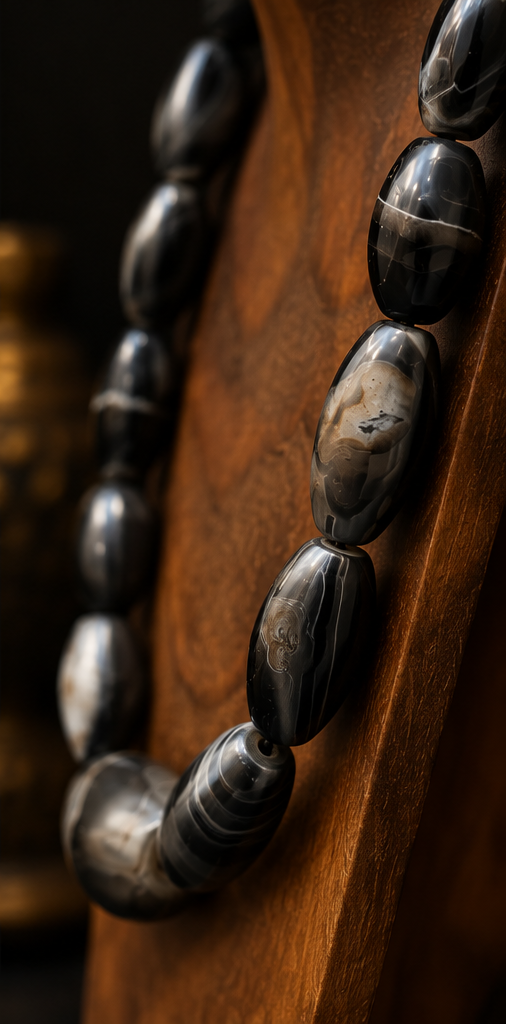Collana Tibetana in Agata naturale