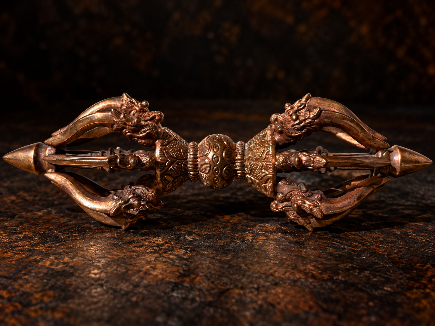 Vajra Buddhista (Dorje) a Otto Corone in Rame – Simbolo di Saggezza e Illuminazione