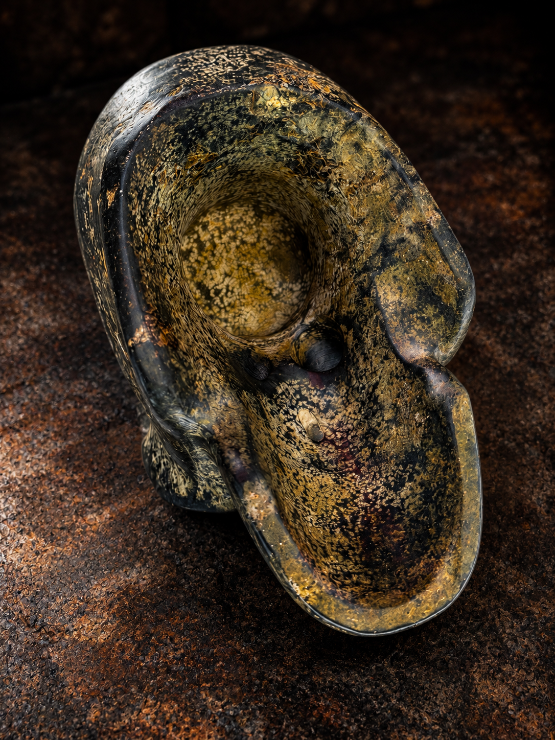 Teschio Buddhista in Giada Naturale – Scultura Artigianale in Unico Blocco