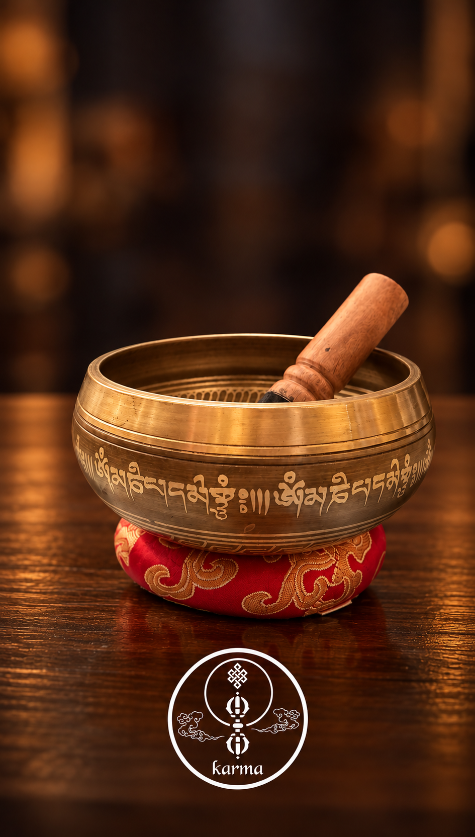 Campana Tibetana con Mantra Om Mani Padme Hum, Doppio Dorje e Nota La a 479 Hz