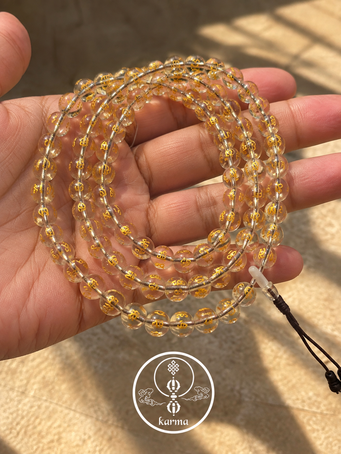Mala Tibetano in Cristallo di Rocca Bianco – Mantra Om Mani Padme Hum