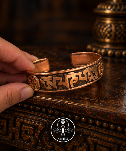 Bracciale in Rame con Mantra Om Mani Padme Hum